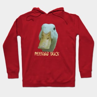 Quirky Peeking Duck Face Over Punny Asian Text Hoodie